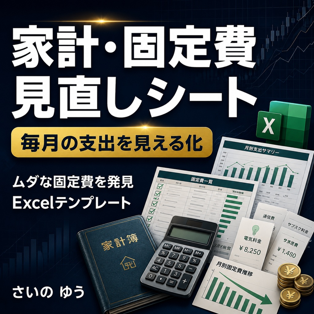 家計・固定費見直しシート｜収支・サブスク・年間削減額を整理｜Excel版