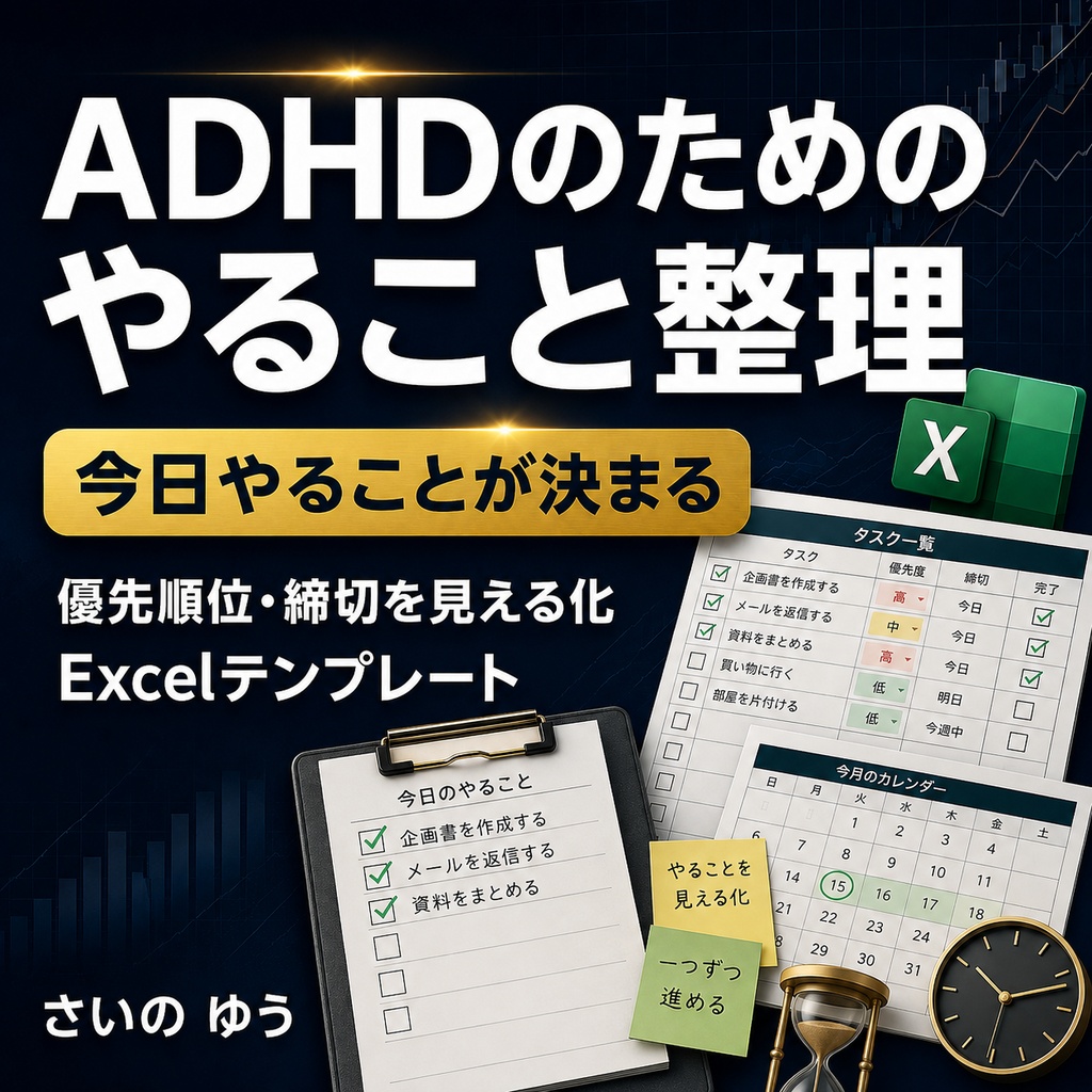 ADHDのための「やること整理」シート｜優先順位・締切・習慣管理｜Excel版