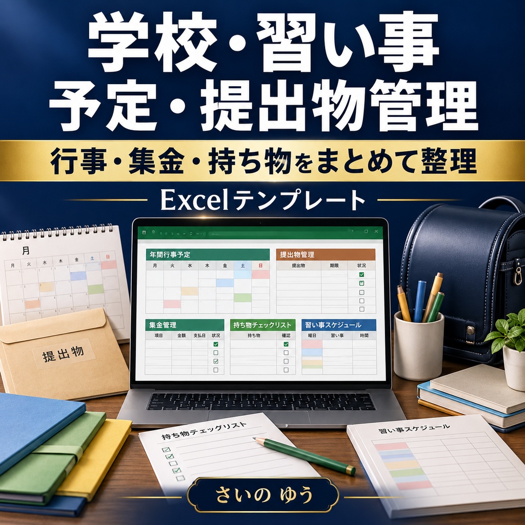 学校・習い事の予定・提出物管理シート｜行事・集金・持ち物をまとめて整理｜Excel版