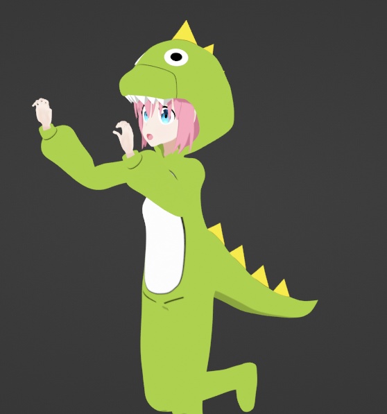 Bocchi dino model 2.0 (blender, fbx, vrm, unity package)