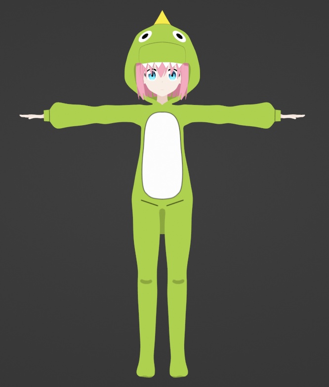 Bocchi dino model 2.0 (blender, fbx, vrm, unity package)