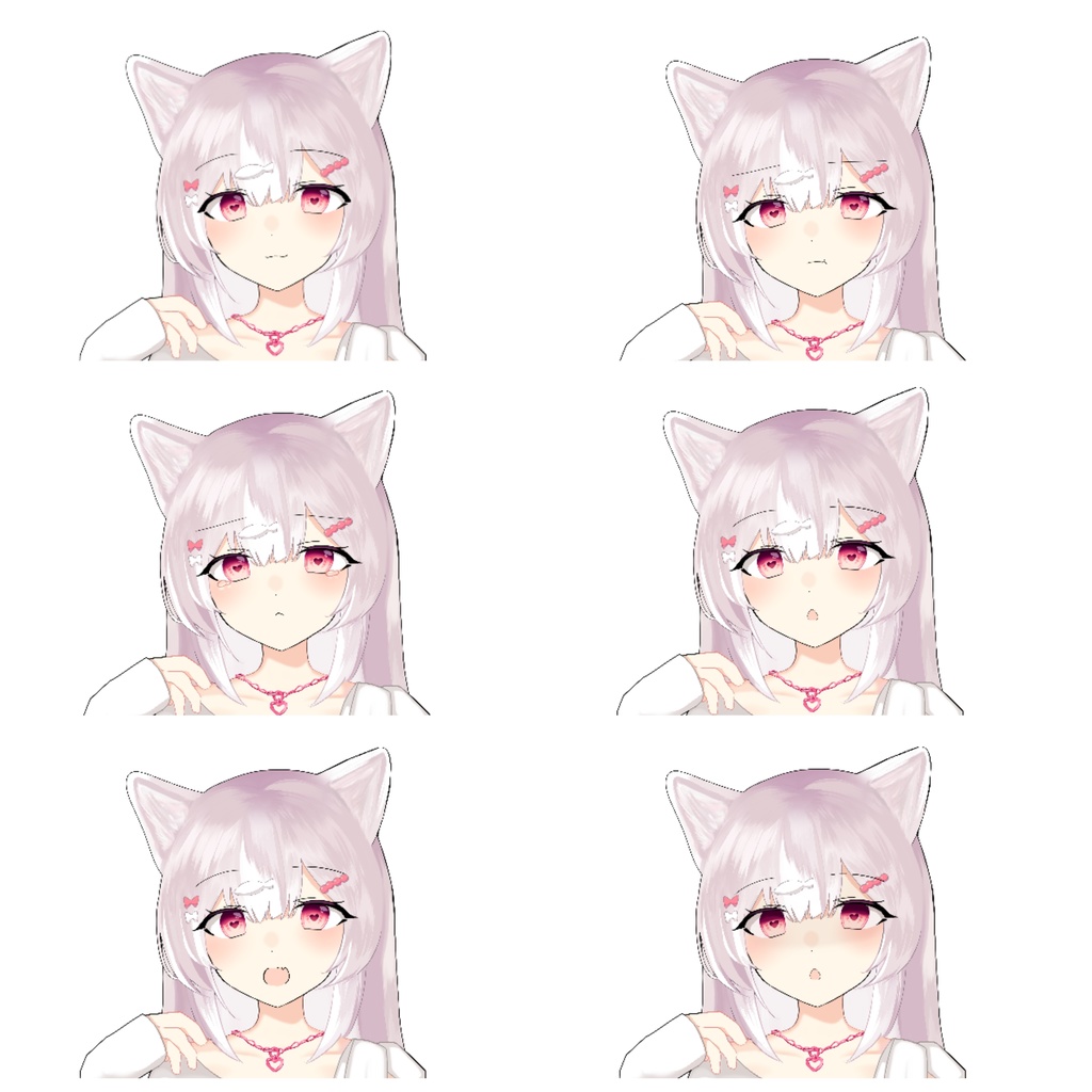 猫耳白髪少女立ち絵_Cat ears white hair girl standing picture