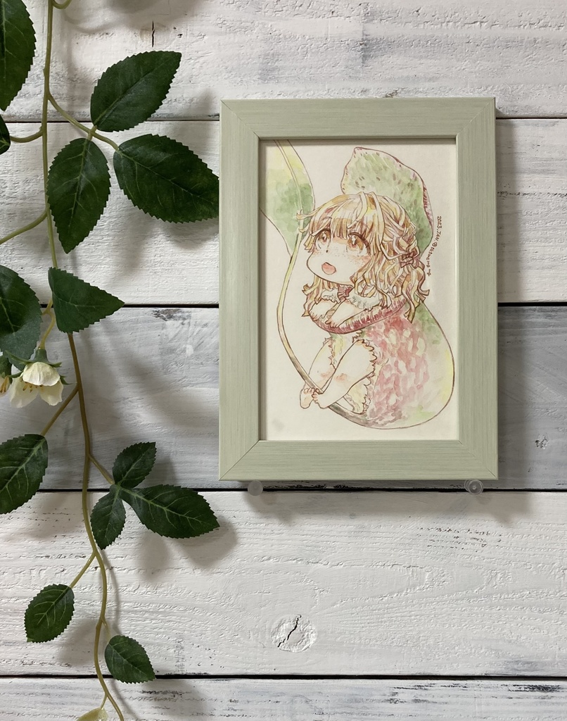 【透明水彩原画】001ネペンテス少女【送料込¥3000】