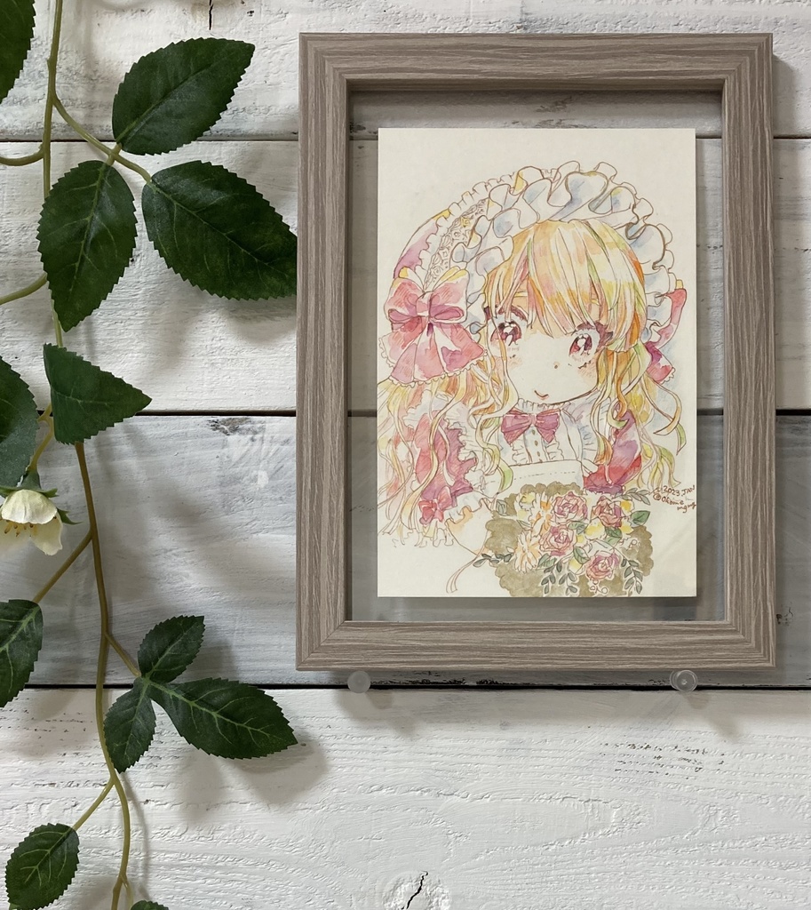 【透明水彩イラスト原画】002ブリム少女【送料込¥3000】