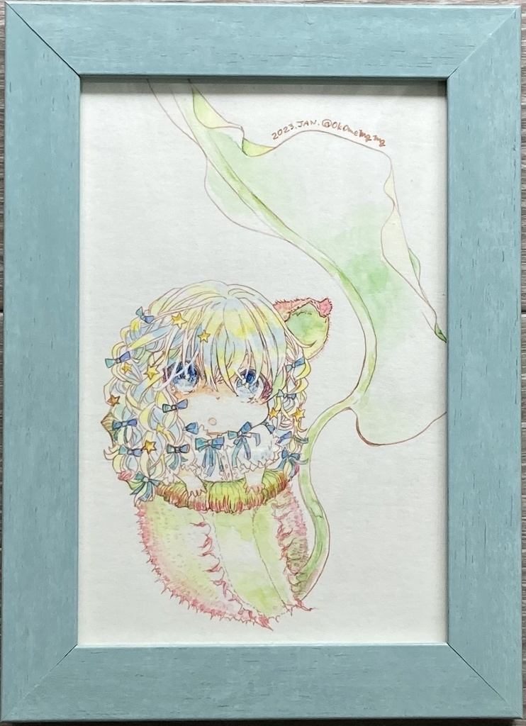 【透明水彩イラスト原画】003 ネペンテス少女【送料込¥3000】