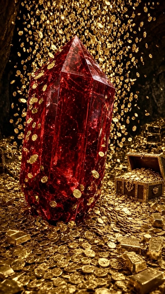 GOLDWAVE | Ruby Crystal & Golden Waterfall