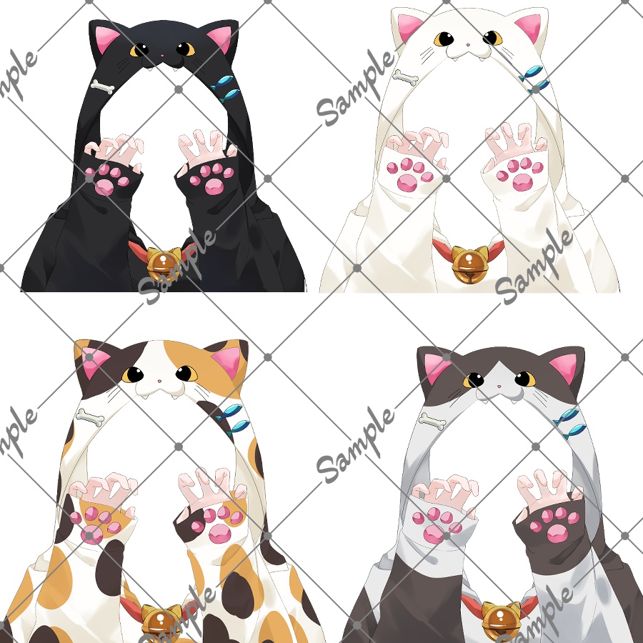 【VTuber素材】猫耳パーカー＋ガオーの手