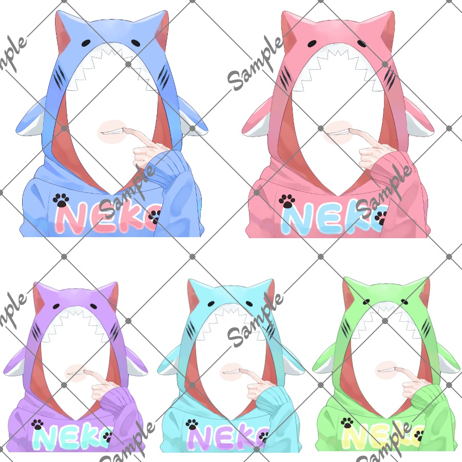【VTuber素材】猫サメパーカー素材