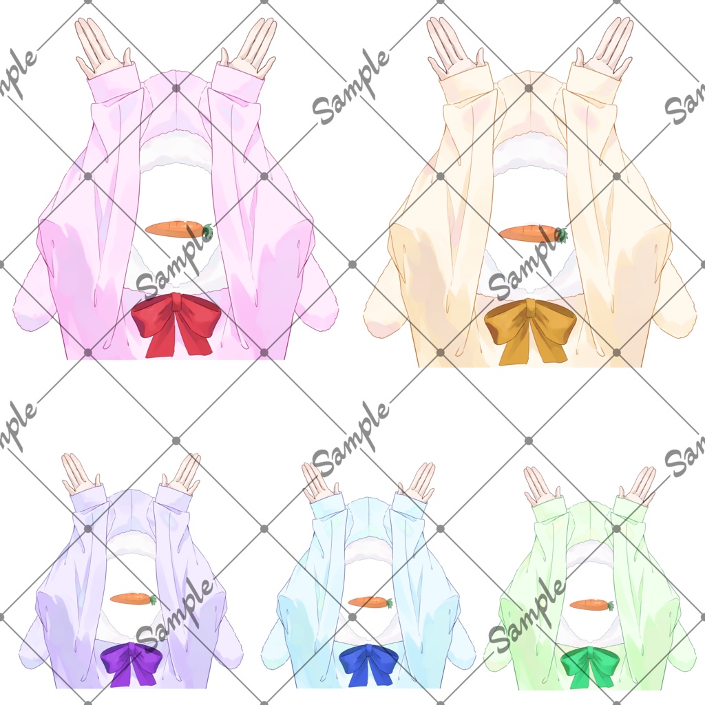 【VTuber素材】うさ耳パーカー＋うさ耳ポーズの手素材