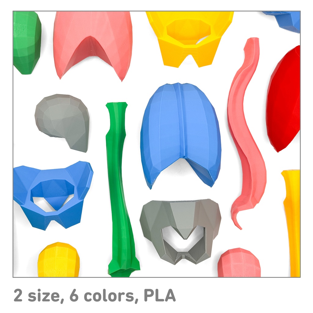 ローポリゴン骨格模型:体幹(分割タイプ)