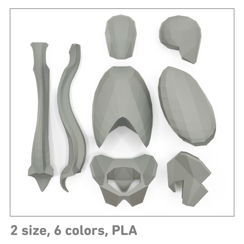 ローポリゴン骨格模型:体幹(分割タイプ)