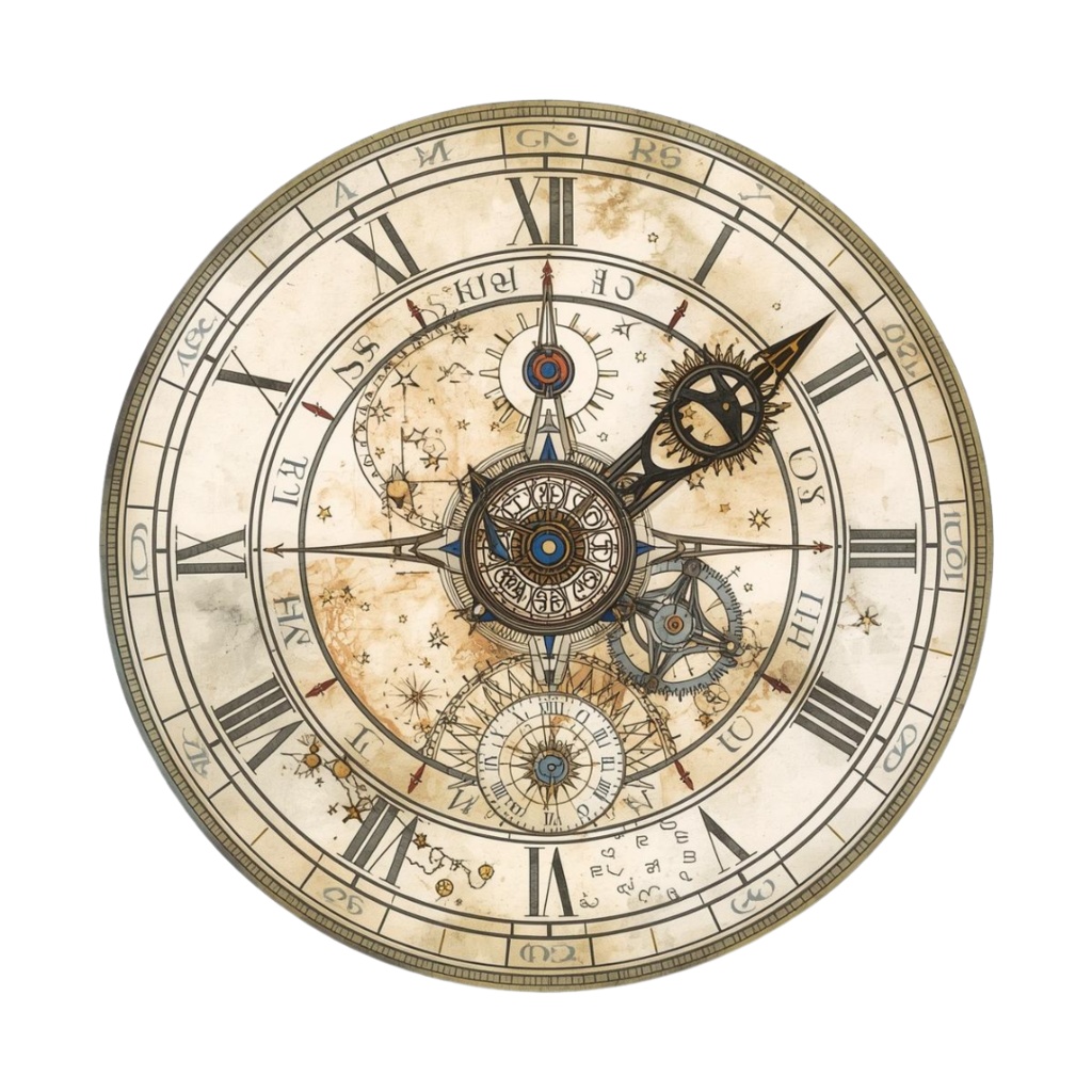 水彩画アンティーク時計のクリップアート素材13点セット|PNG背景透過