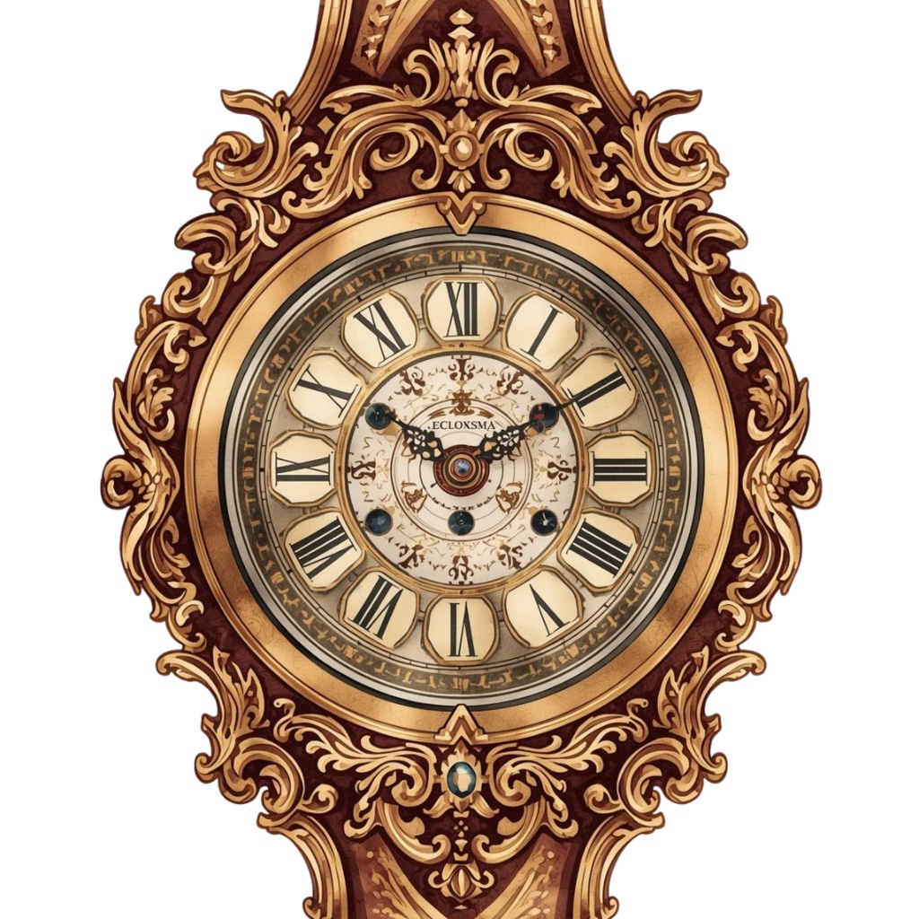 水彩画アンティーク時計のクリップアート素材13点セット|PNG背景透過