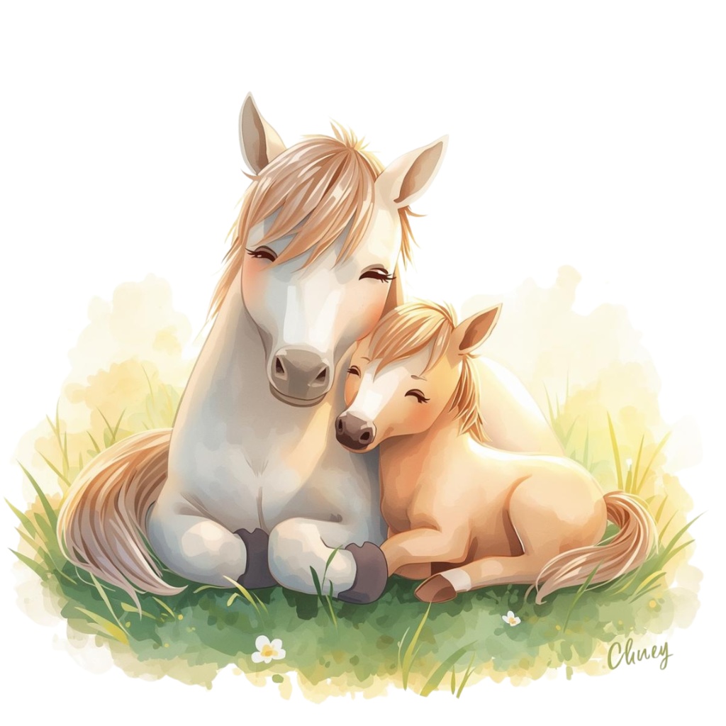 ふんわり可愛い動物親子の水彩画クリップアート素材12点セット|PNG背景透過