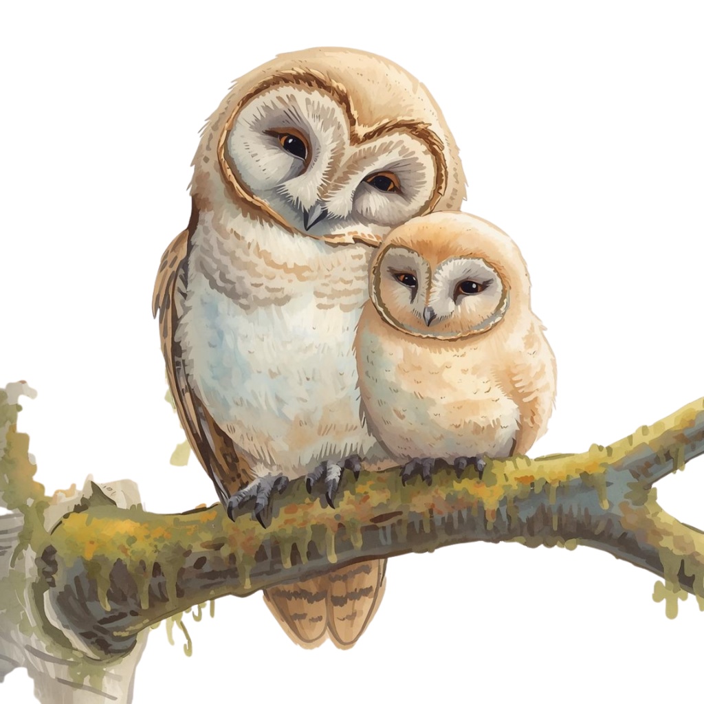 ふんわり可愛い動物親子の水彩画クリップアート素材12点セット|PNG背景透過