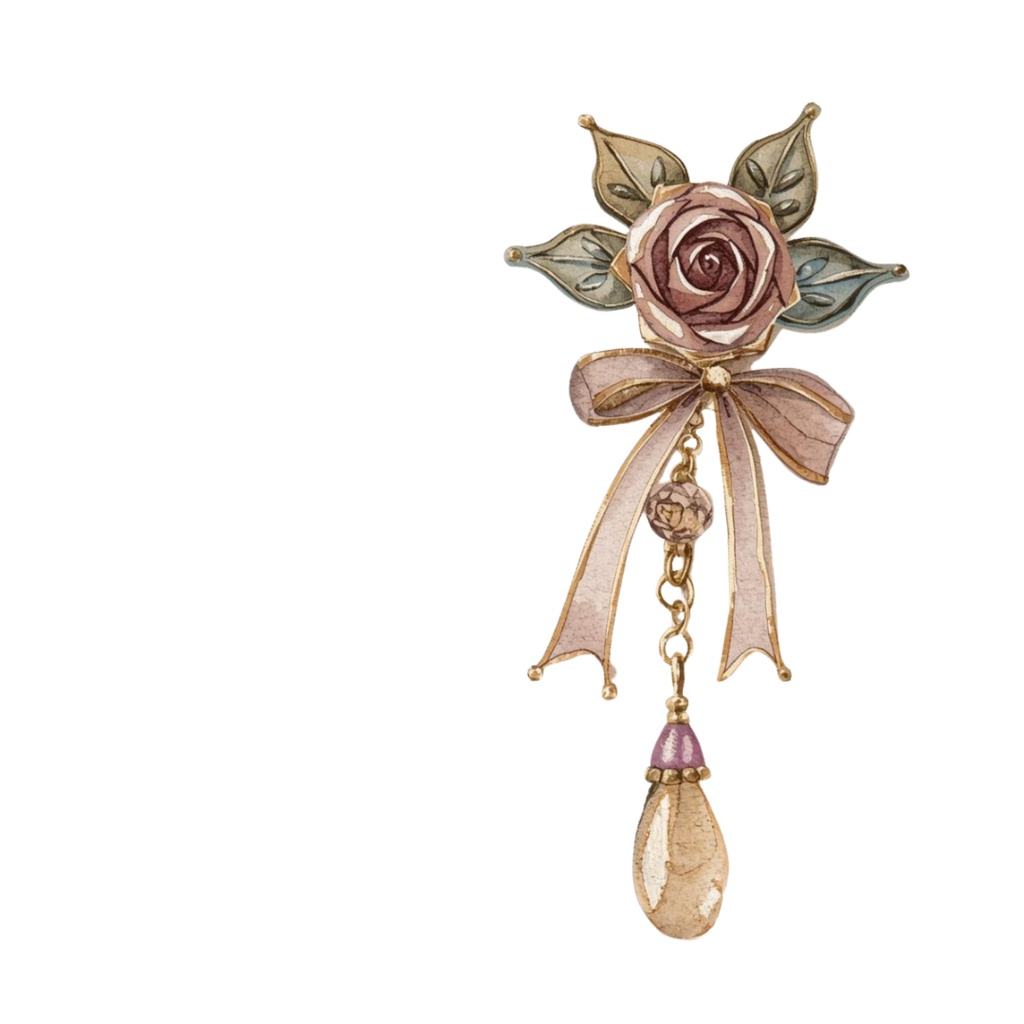 水彩画アンティークアクセサリーのクリップアート素材23点セット|PNG背景透過