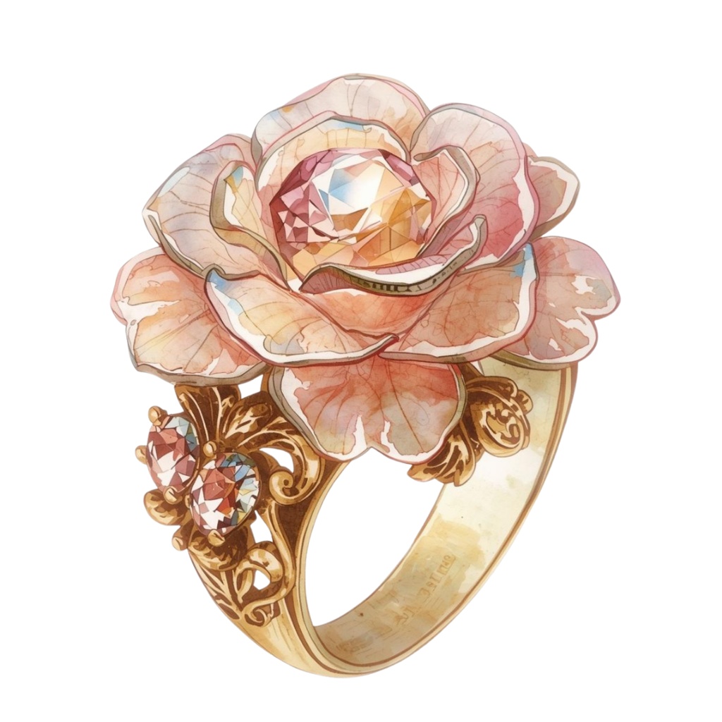 水彩画アンティークアクセサリーのクリップアート素材23点セット|PNG背景透過