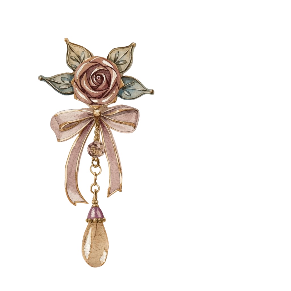 水彩画アンティークアクセサリーのクリップアート素材23点セット|PNG背景透過