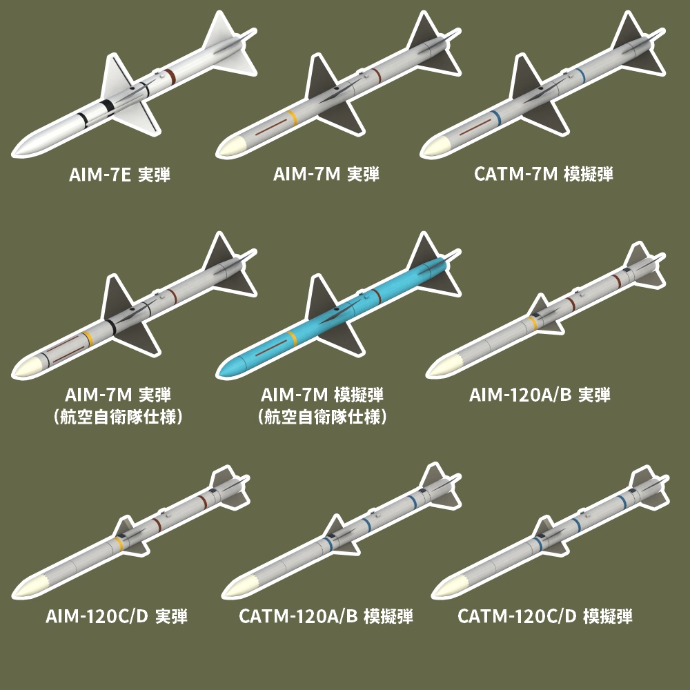 エアクラフトウエポンモデルセット Vol.1(Unity向け3Dモデルセット)