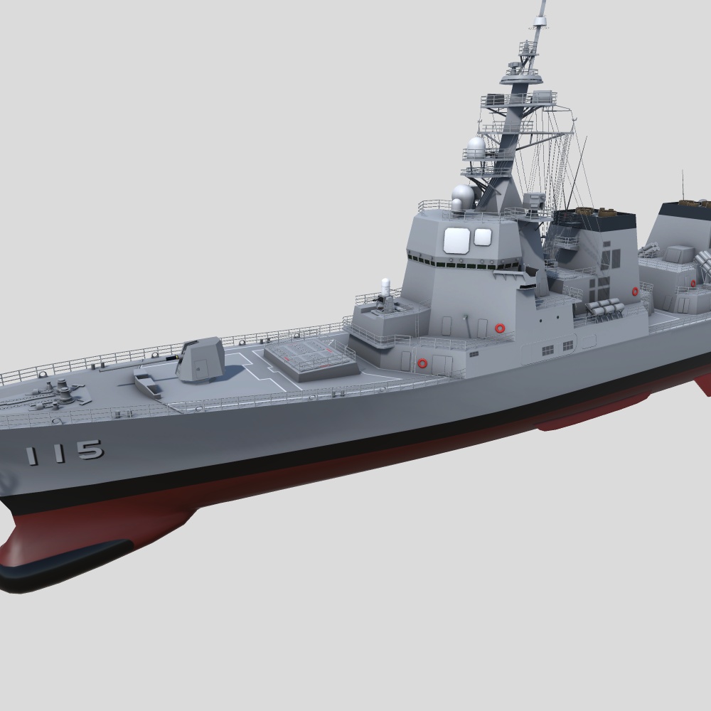あきづき型護衛艦 3Dモデルセット ver1.0A(Unityゲーム向け/VRC可)