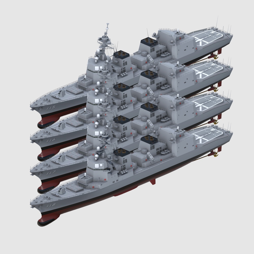 あきづき型護衛艦 3Dモデルセット ver1.0A(Unityゲーム向け/VRC可)