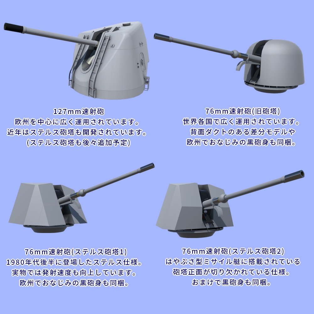 現代艦船武装セット Vol.2A Ver1.1(Unity向け3Dモデルセット)