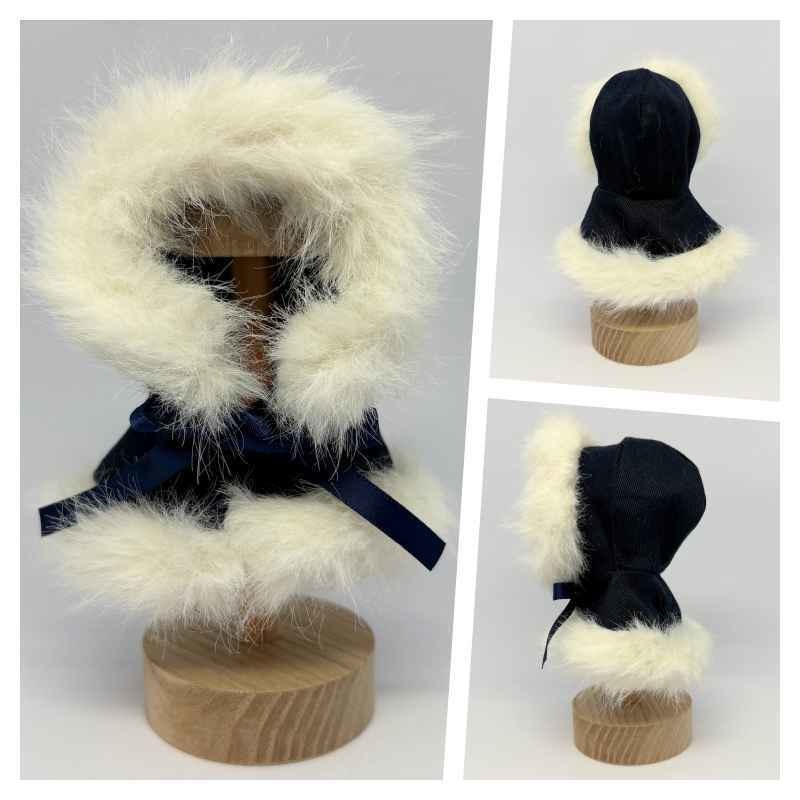 【ミニフレ用】フード付きモフモフケープ