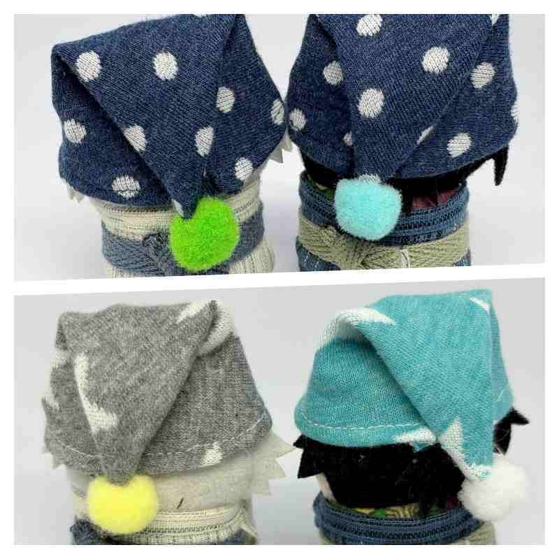 【ミニフレ用】ポンポン付きとんがりナイトキャップ