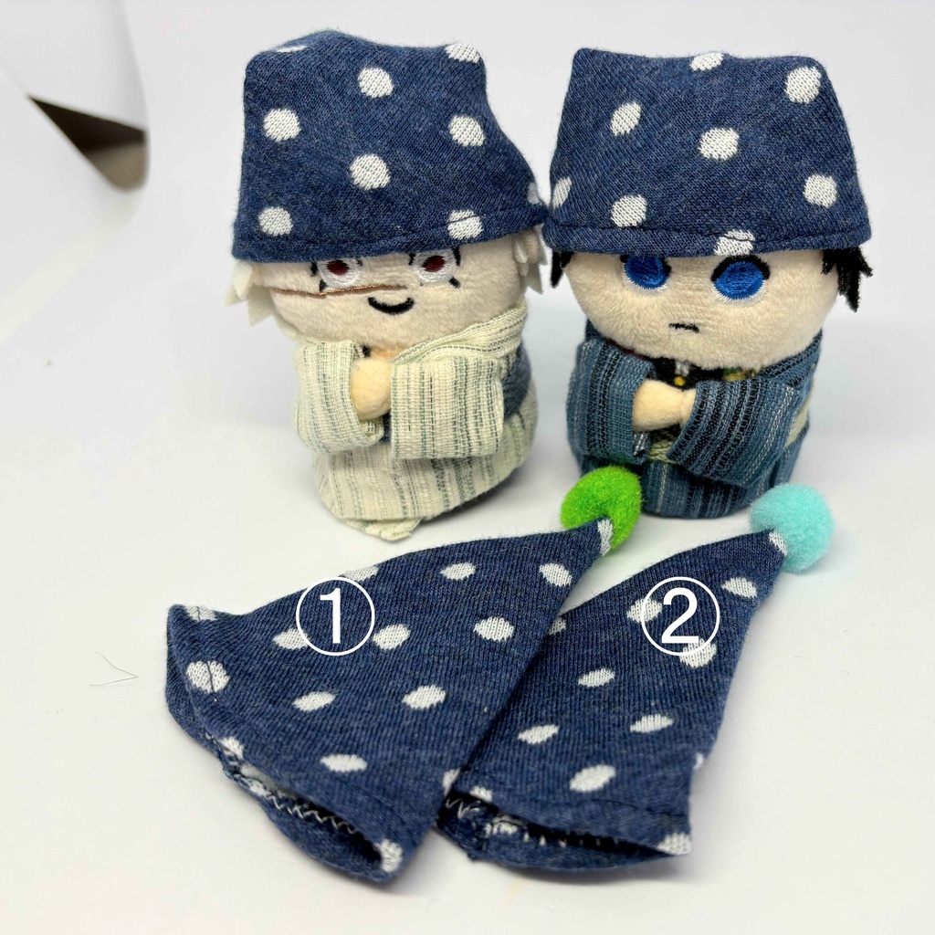 【ミニフレ用】ポンポン付きとんがりナイトキャップ