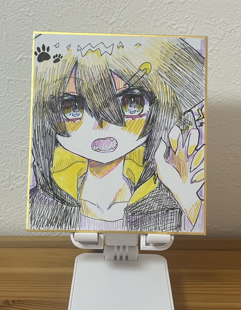 【ミニ原画色紙】あんぜんネコ