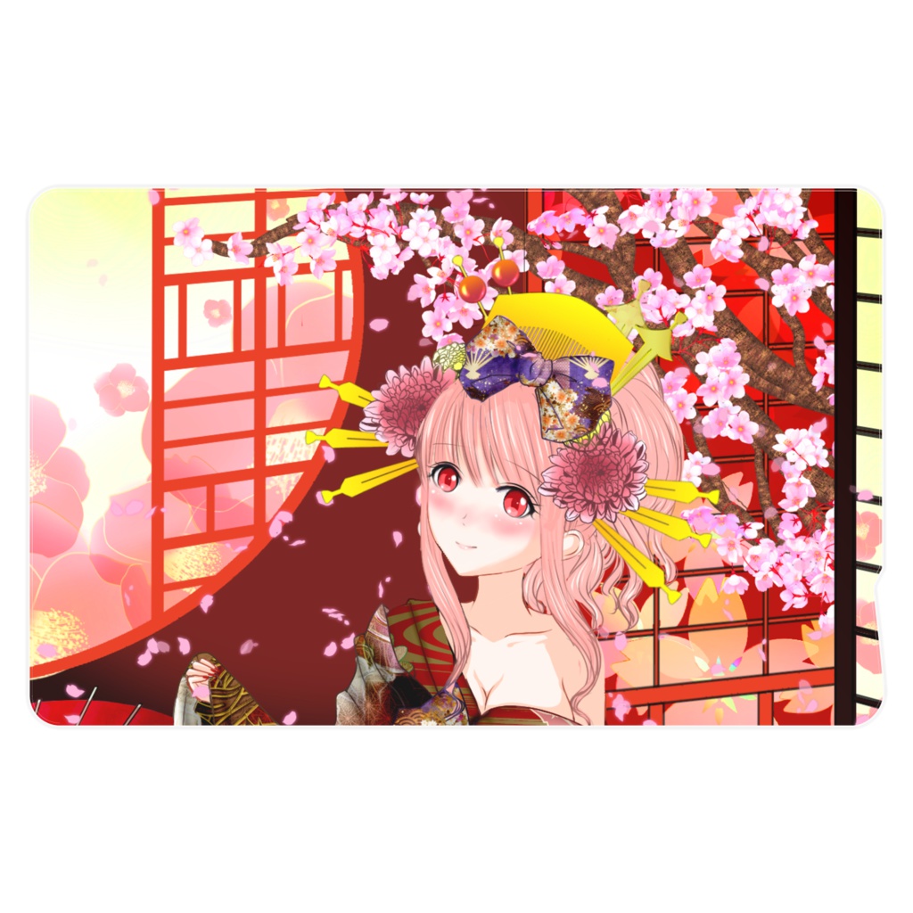 桜散る花魁ICカードステッカー