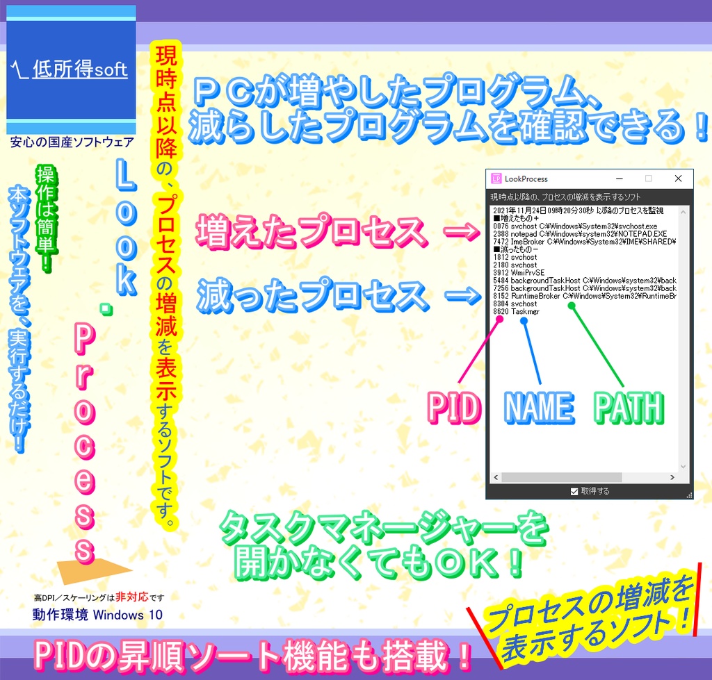 プロセス監視ツール 低所得soft Booth