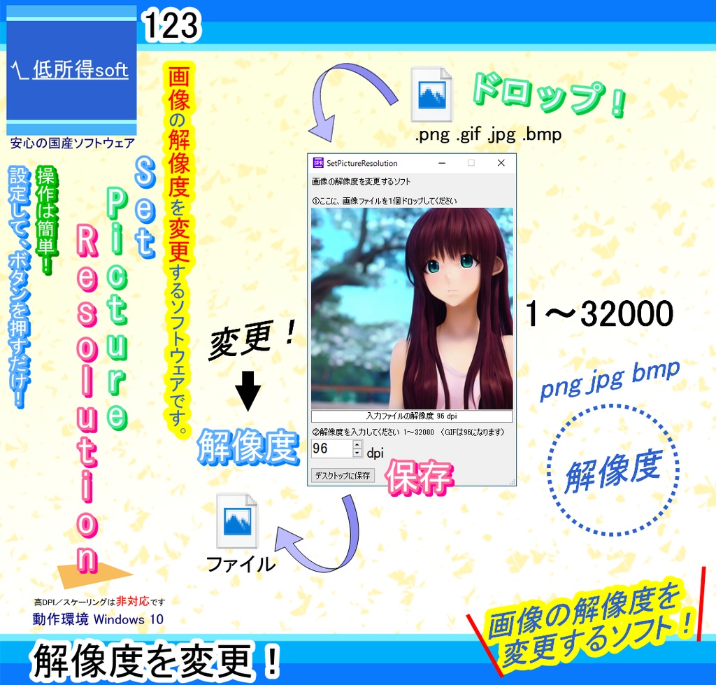 「解像度」変更ツール