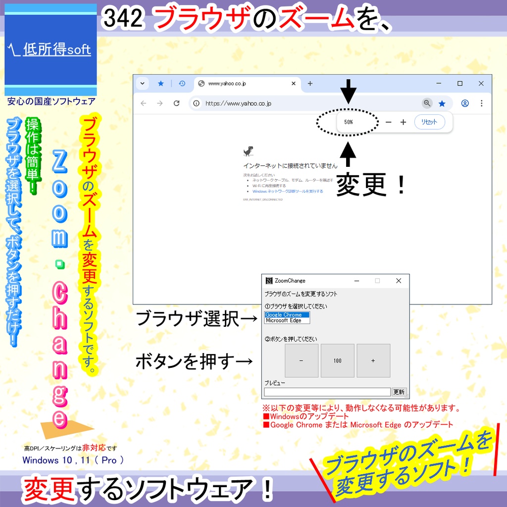 ブラウザのズームを変更するソフト