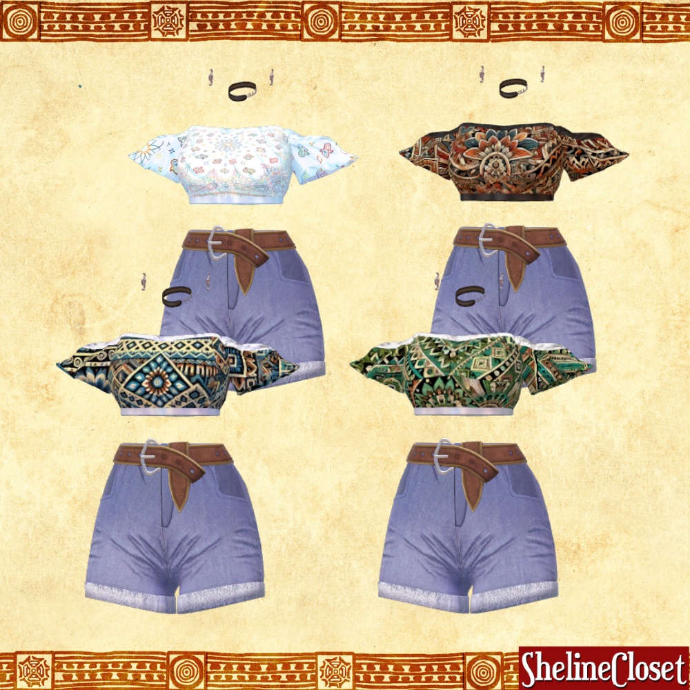 【複数アバター対応】エスニックオフショルダー