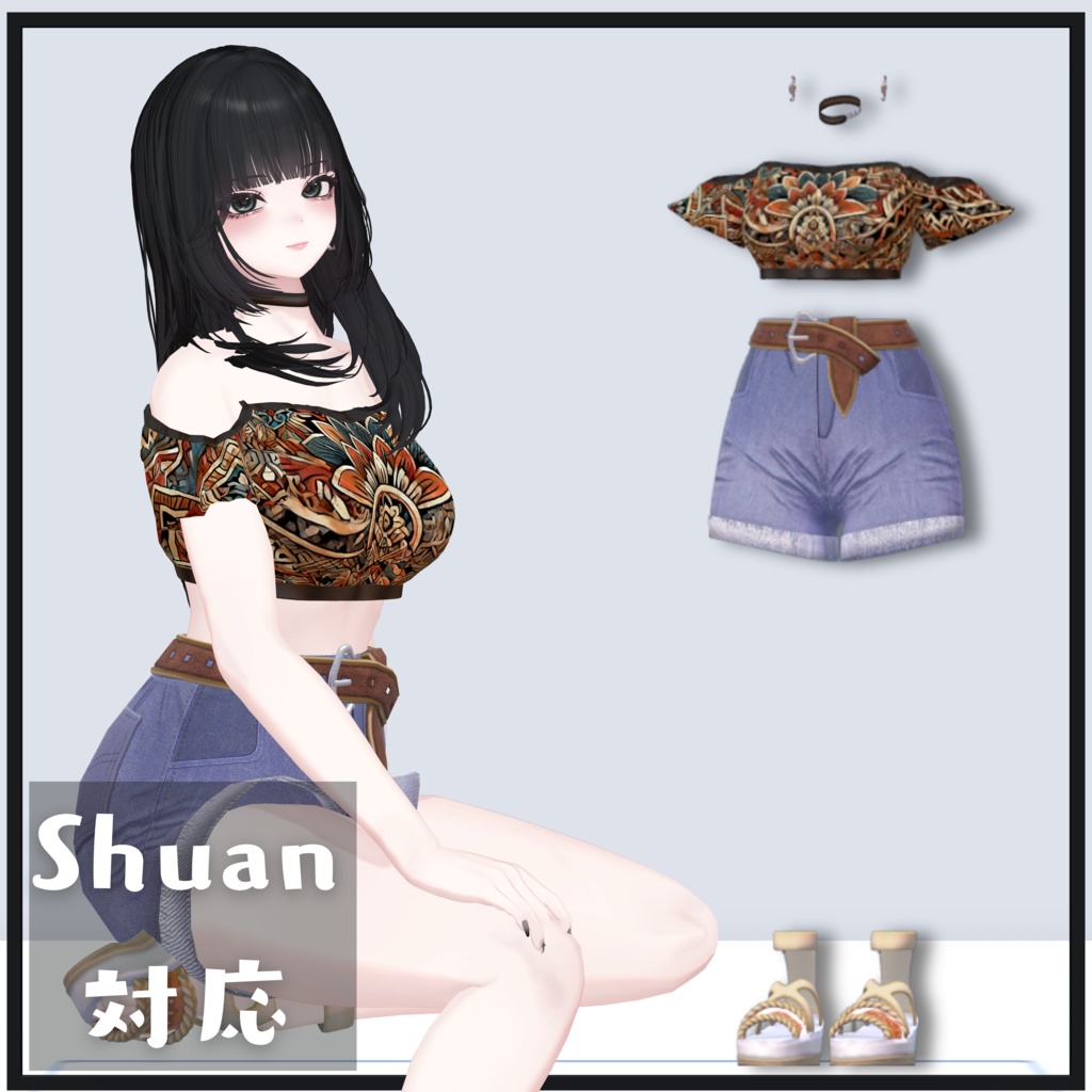 【複数アバター対応】エスニックオフショルダー