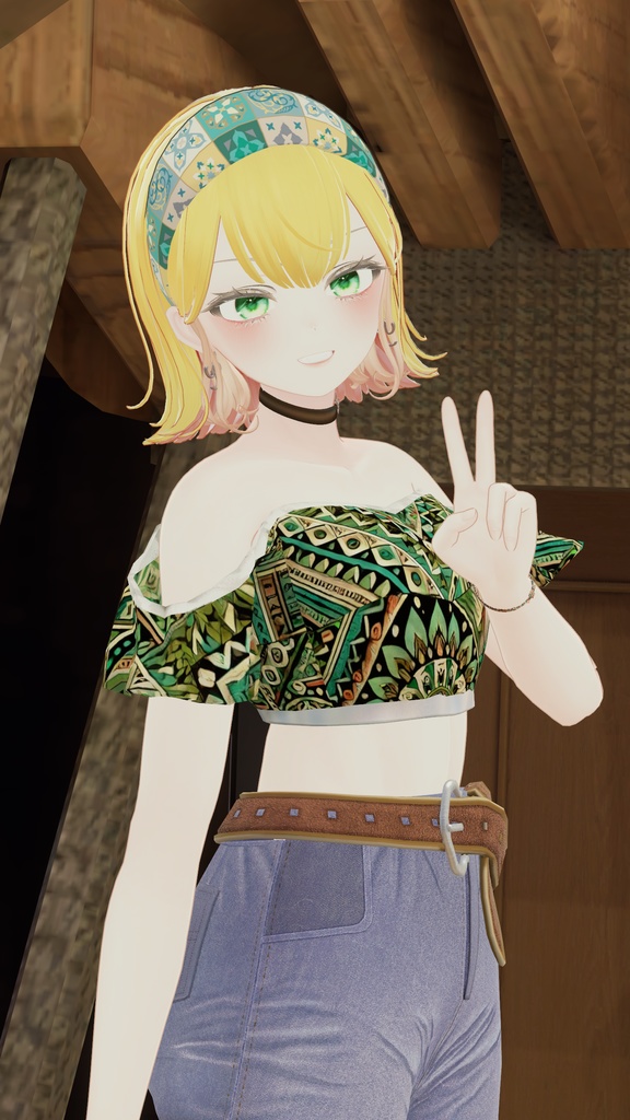 【複数アバター対応】エスニックオフショルダー