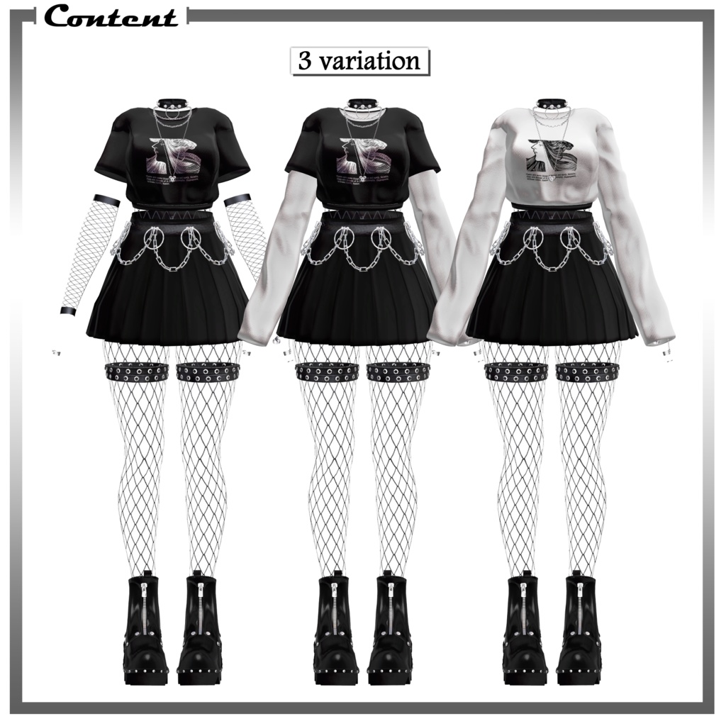 【3アバター対応】 Emo girl outfit