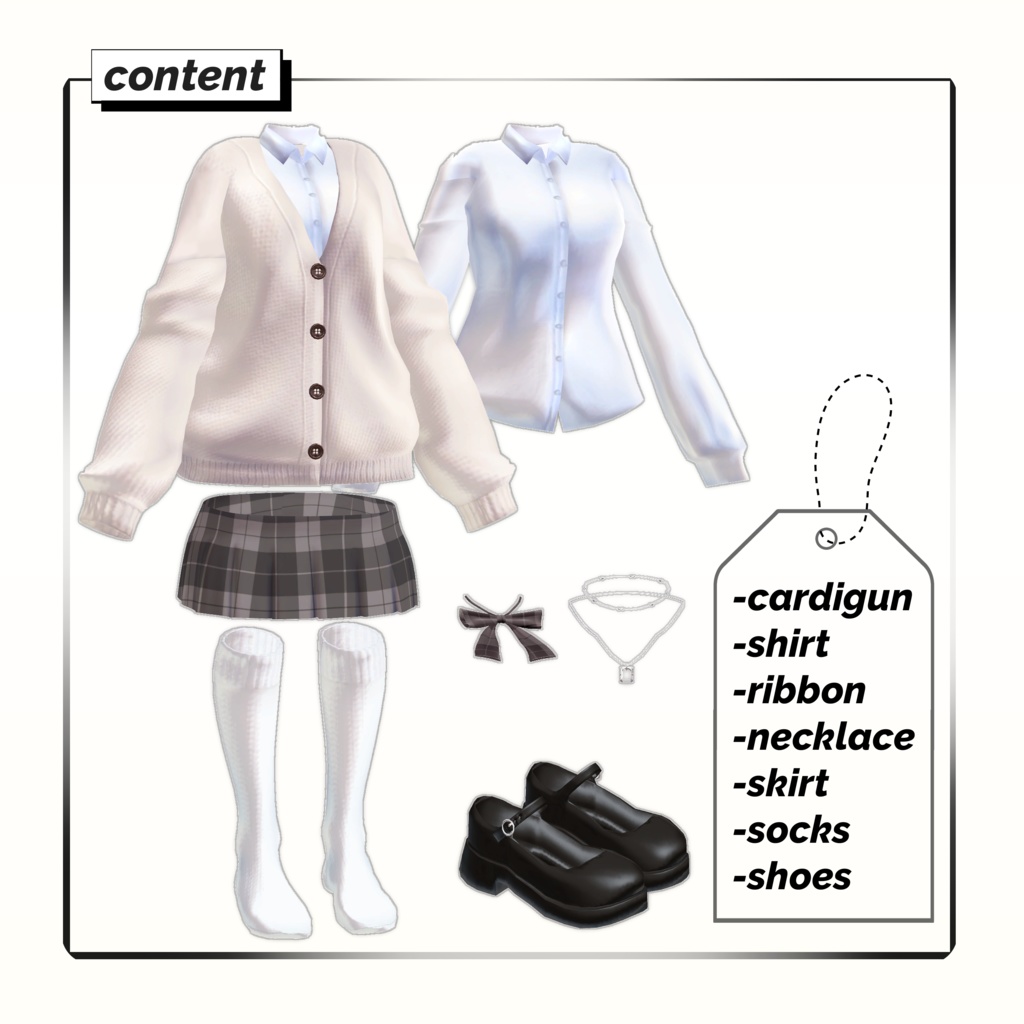 【桔梗】Cardigun and Shirts outfit