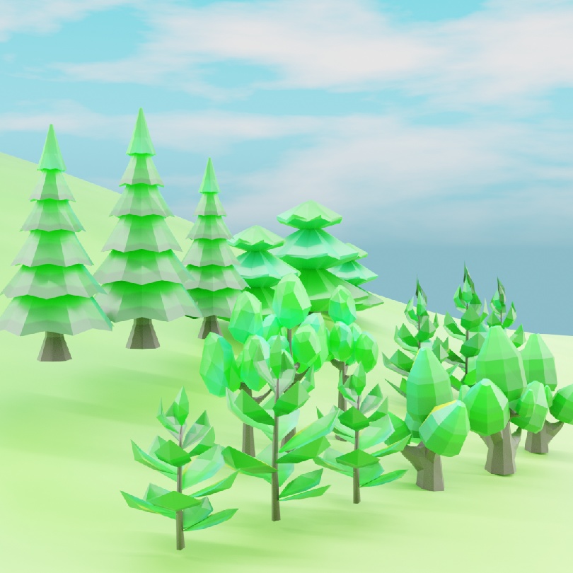 【無料版】ローポリの木 6種類セット .fbx .unitypackage tree forest