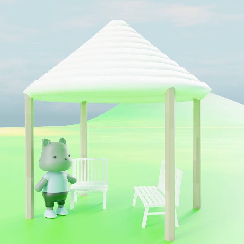 ローポリ休憩スペースセット.fbx.unitypackage レストスペース オープンカフェ ベンチ