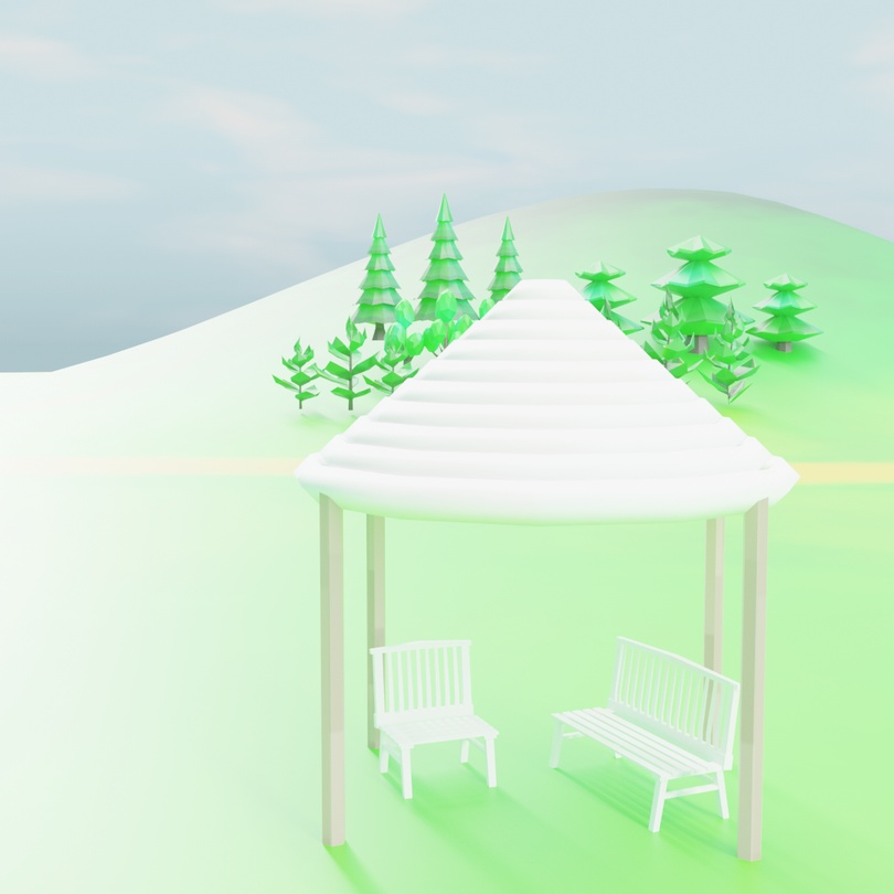 ローポリ休憩スペースセット.fbx.unitypackage レストスペース オープンカフェ ベンチ