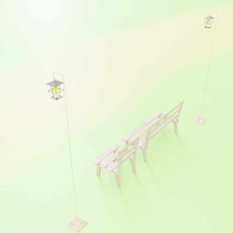 【値下げ】ローポリ ベンチ&街灯セット .fbx .unitypackage ガス灯 bench streetlight