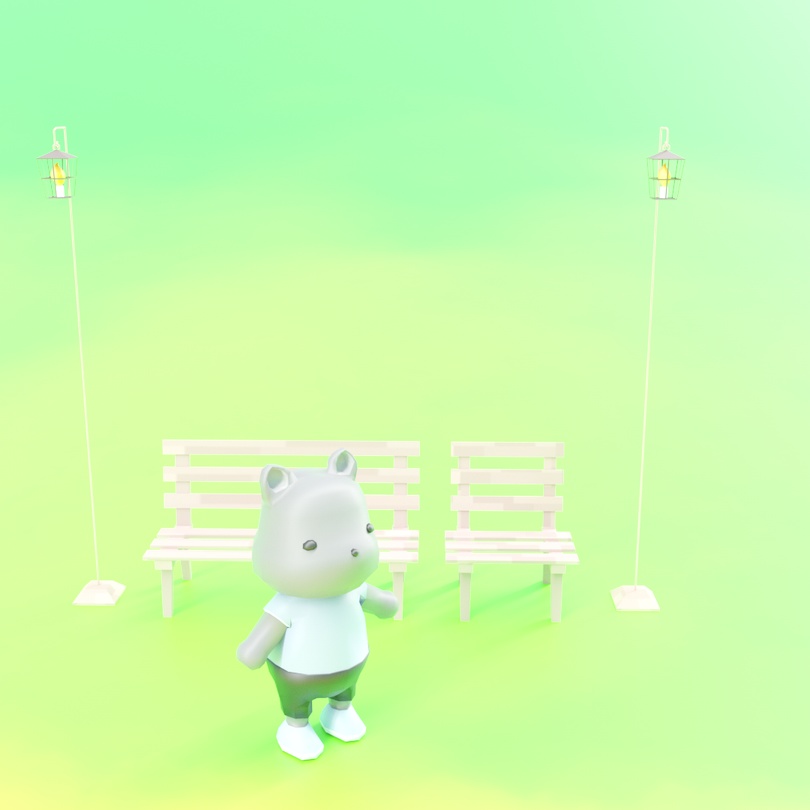 【値下げ】ローポリ ベンチ&街灯セット .fbx .unitypackage ガス灯 bench streetlight