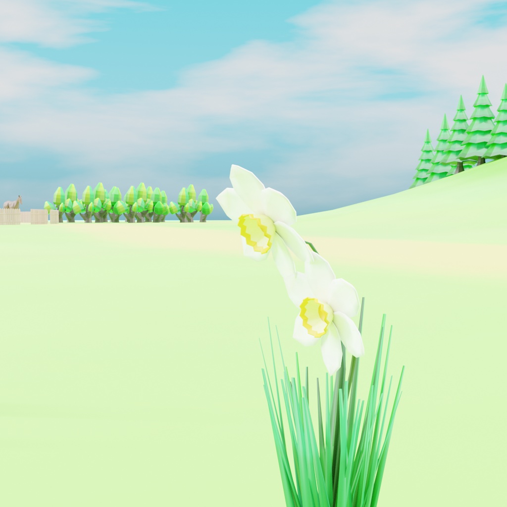 ローポリフラワー 水仙 .fbx .unitypackage スイセン