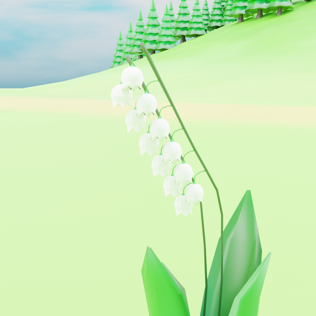 ローポリフラワーすずらん .fbx .unitypackage スズラン 鈴蘭