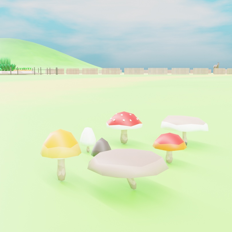 ローポリきのこセット .FBX .Unitypackage .blend