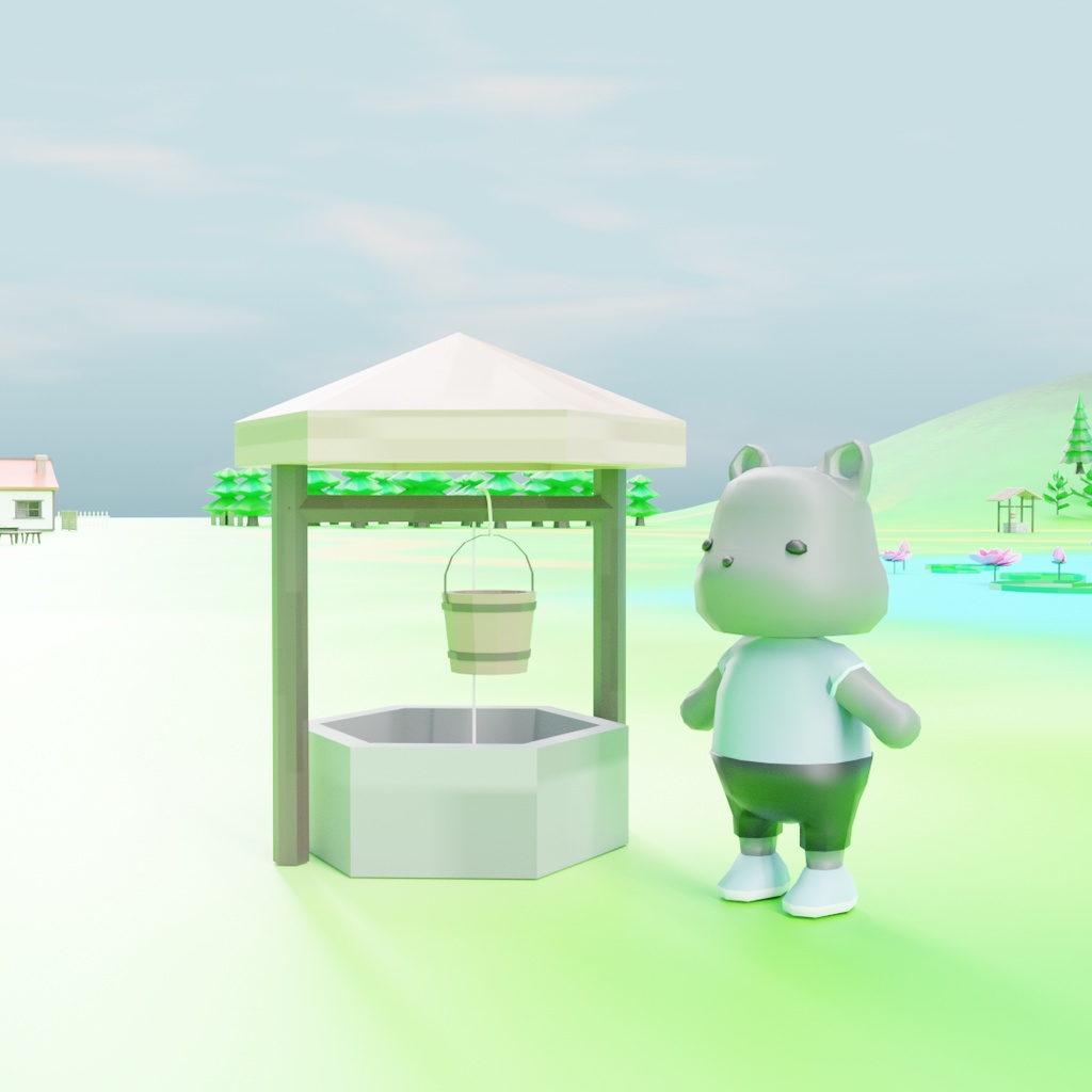 ローポリ井戸01 .FBX .Unitypackage .blend
