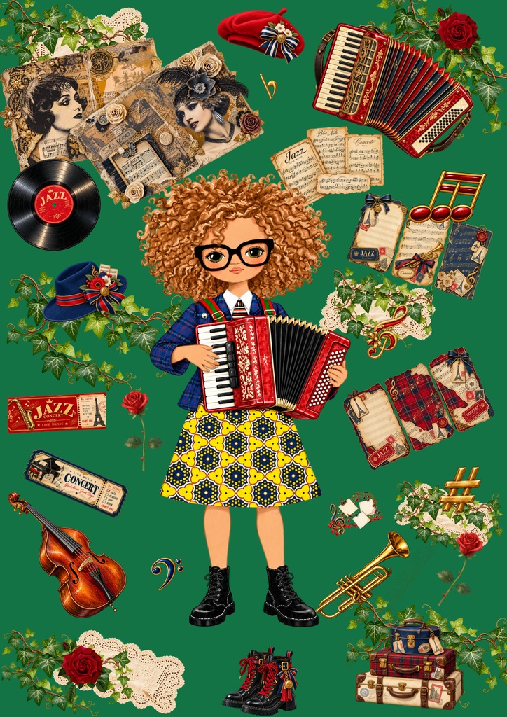 Gigi’s Music & Fashion|コラージュ素材30点セット【背景透過PNG】