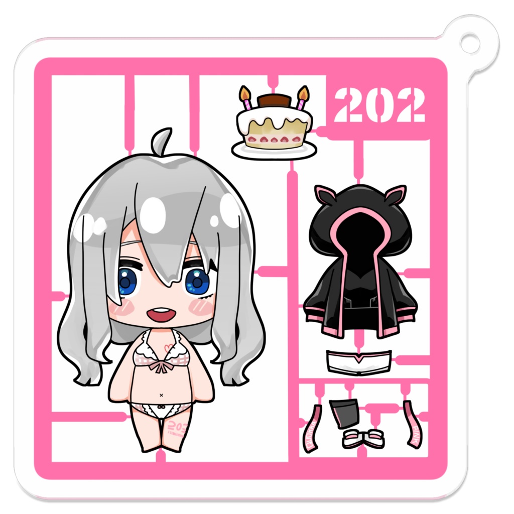 【（復刻）誕生日限定アイテム】プラモ風アクリルキーホルダー（ぴんくちゃん）